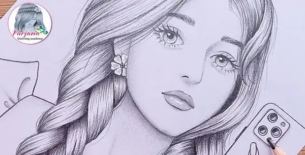 عکس نقاشی دختر مو فرفری سخت
