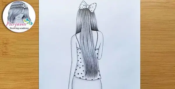 عکس نقاشی دختر مو بلند فانتزی