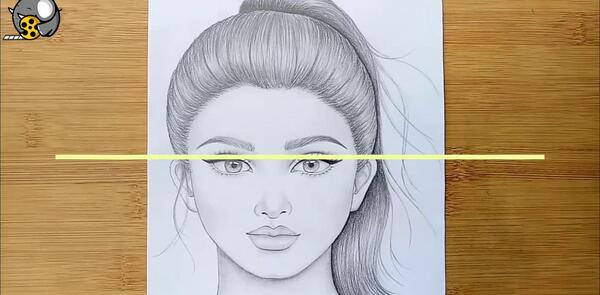 عکس نقاشی دختر مو بلند ساده