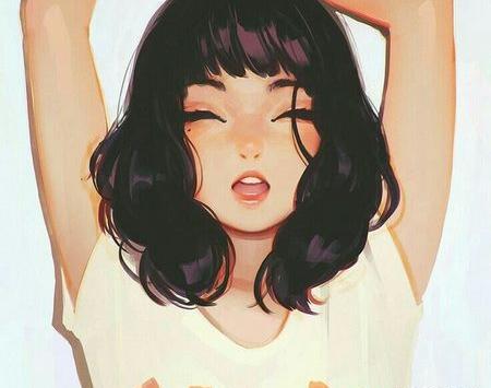 عکس نقاشی دختر مو کوتاه از پشت
