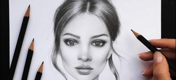 عکس نقاشی سیاه قلم دختر مو کوتاه