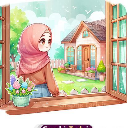 عکس نقاشی دختر محجبه زیبا