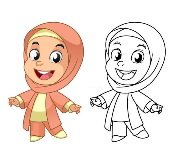 عکس نقاشی دختر محجبه زیبا
