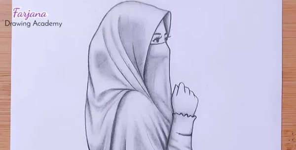عکس نقاشی دختر محجبه خوشگل