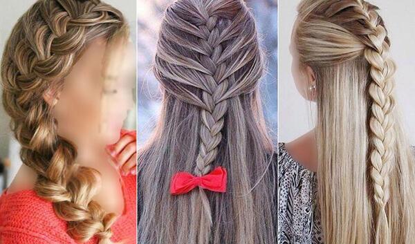 عکس نقاشی دختر مو بافته ساده