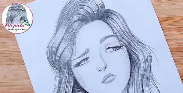 عکس نقاشی دختر ناراحت ساده