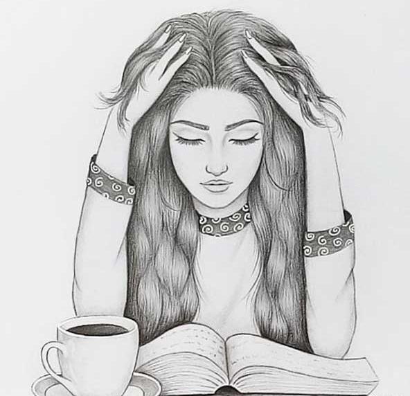 عکس نقاشی یک دختر ناراحت