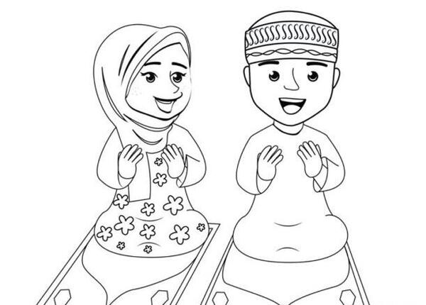 عکس نقاشی دختر نماز خوان ساده