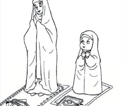 عکس نقاشی دختر نماز خوان ساده