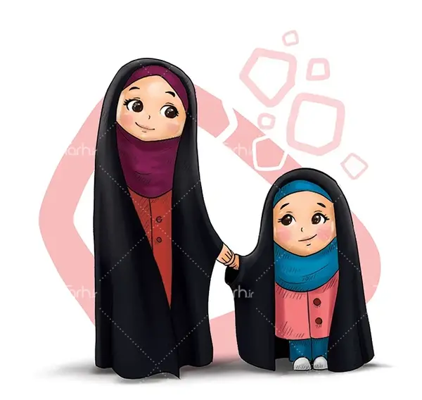 عکس نقاشی دختر و پسر با حجاب