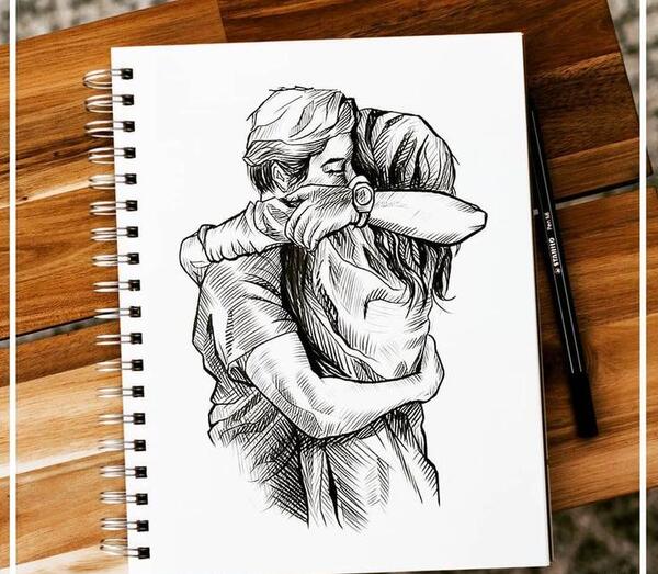 عکس نقاشی دختر و پسر آسان