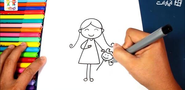عکس نقاشی دختر و مادر و پدر