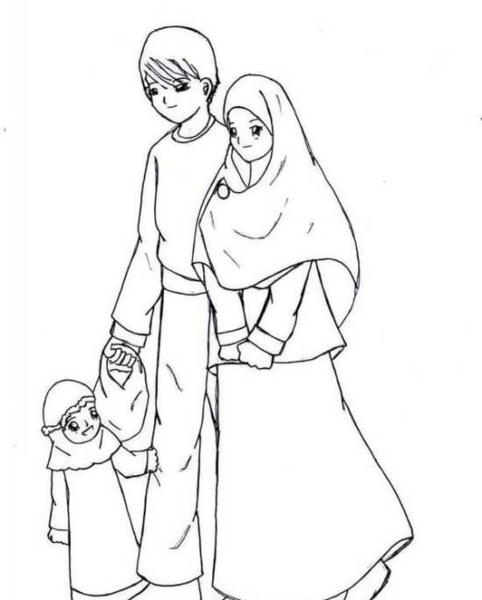 عکس نقاشی دختر و مادر با حجاب