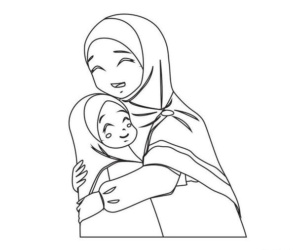 عکس نقاشی دختر و مادر با حجاب