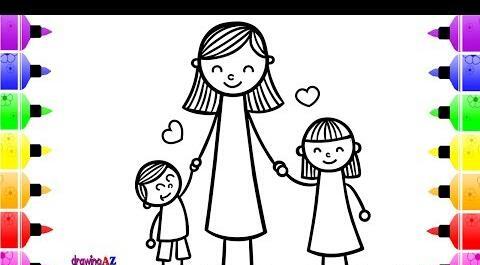 عکس نقاشی دختر و مادری