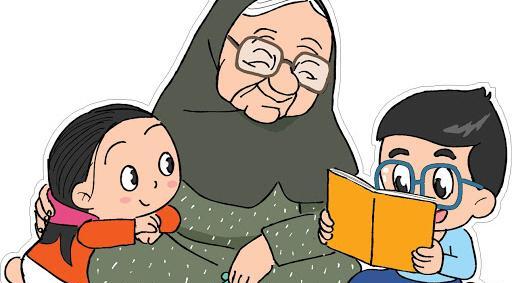 عکس نقاشی دختر و پدربزرگ