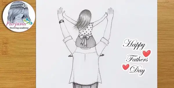 عکس نقاشی دختر و پدر مادر