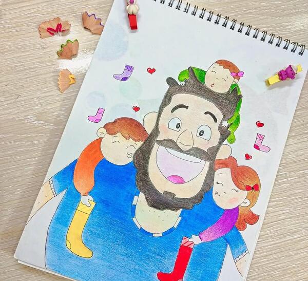 عکس نقاشی دختر و پدر زیبا