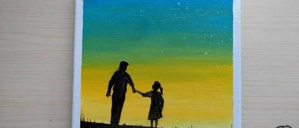 عکس نقاشی دختر و پدر زیبا
