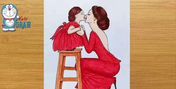 عکس نقاشی دختر هندی آسان