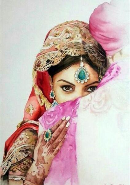 عکس نقاشی طراحی دختر هندی