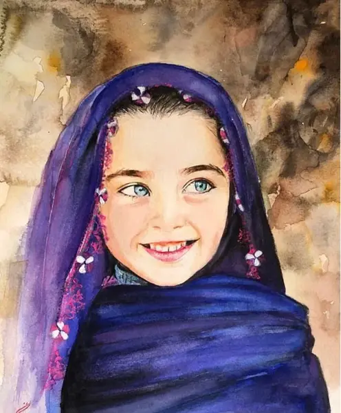 عکس نقاشی طراحی دختر هندی
