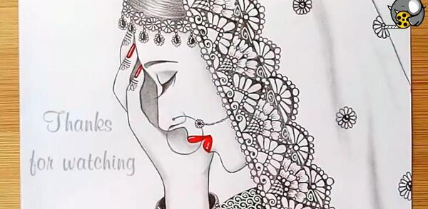 عکس نقاشی یک دختر هندی
