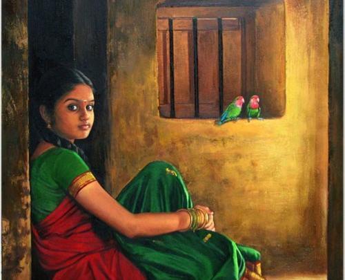 عکس نقاشی چهره دختر هندی