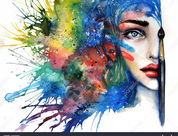 عکس نقاشی دختر هنرمندانه