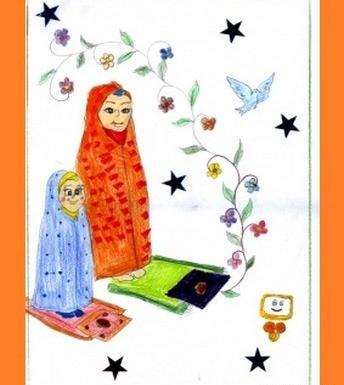 عکس نقاشی دختری که دارد نماز میخواند
