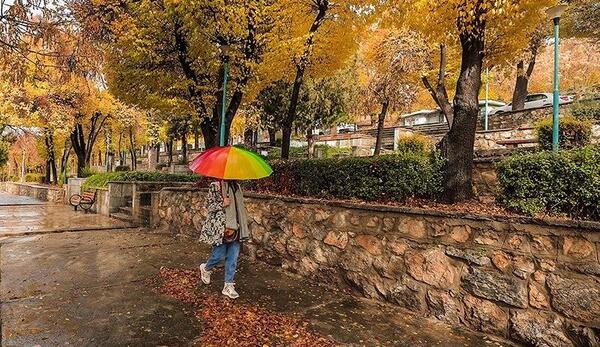 عکس بارش باران در پاییز