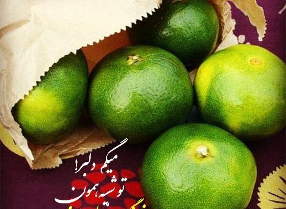 عکس پاییزی با نارنگی