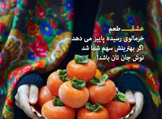 عکس پاییزی با خرمالو