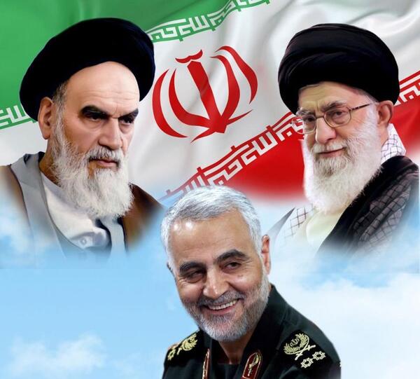 عکس حاج قاسم سلیمانی با پرچم