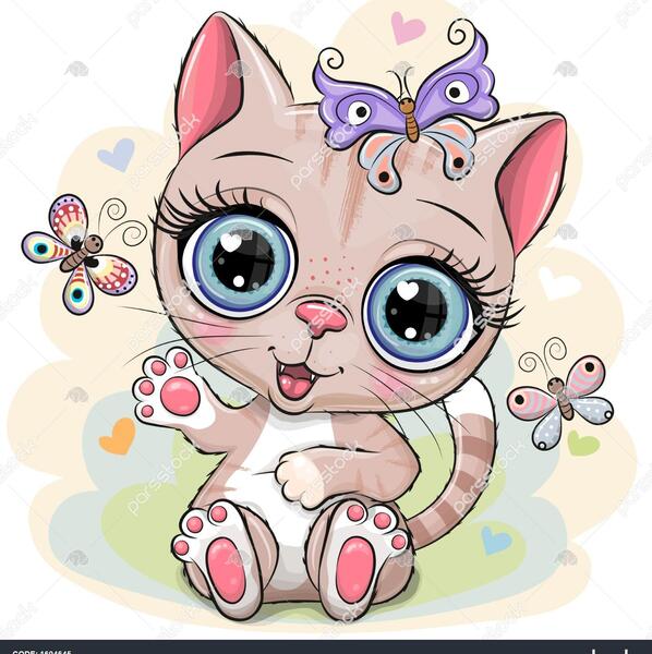 عکس گربه با پروانه