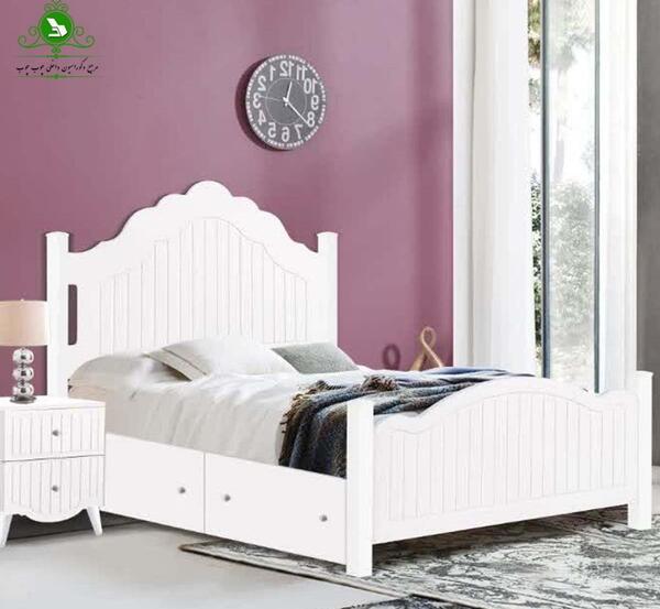 عکس تخت خواب سفید یک نفره