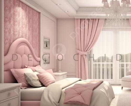 عکس اتاق خواب دخترانه شیک صورتی