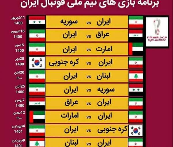 عکس جدول جام جهانی ۲۰۲۲