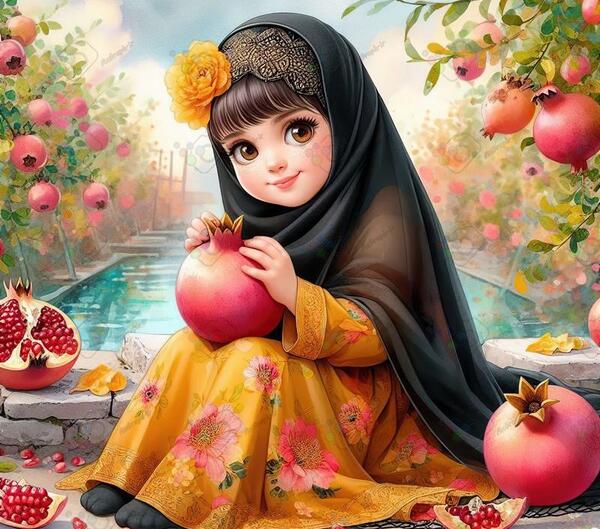 عکس کارتونی دختر گل به دست