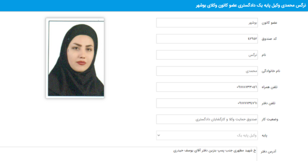 عکس وکیل خانم نرگس نادری