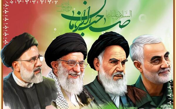 عکس حاج قاسم و رهبری و رئیسی