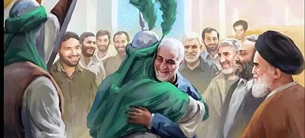 عکس حضرت قاسم در آغوش امام حسین