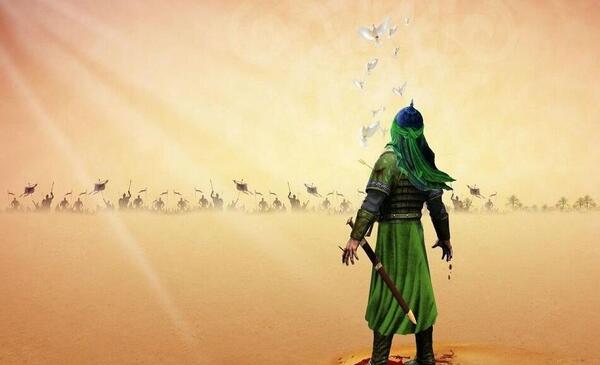 عکس حضرت قاسم در آغوش امام حسین