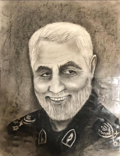 عکس حاج قاسم و رهبر نقاشی