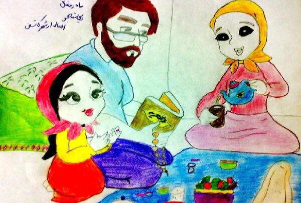 عکس نقاشی سفره افطار ماه رمضان