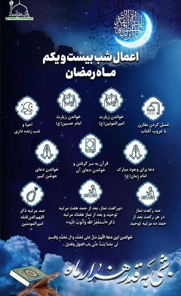 عکس نوشته اعمال شب ۲۱ ماه رمضان