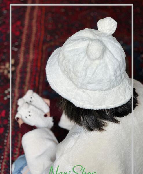عکس کلاه باکت پشمی سفید