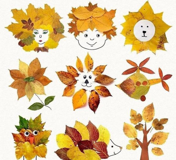 عکس ایده نقاشی با برگ پاییزی