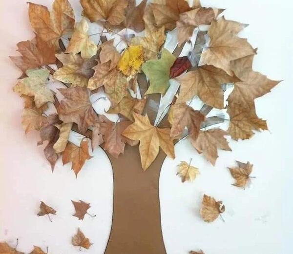 عکس ایده نقاشی با برگ پاییزی