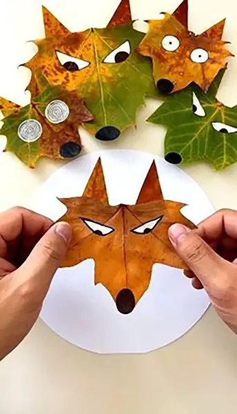 عکس ایده نقاشی با برگ درخت